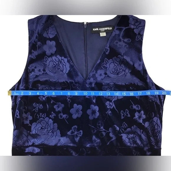 NWT Karl Lagerfeld Paris Navy Floral Embossed Velvet Jumpsuit16